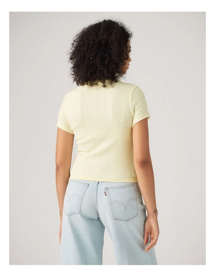 Dry Goods Pointelle Short-Sleeve Henley in Pear Sorbet image 2