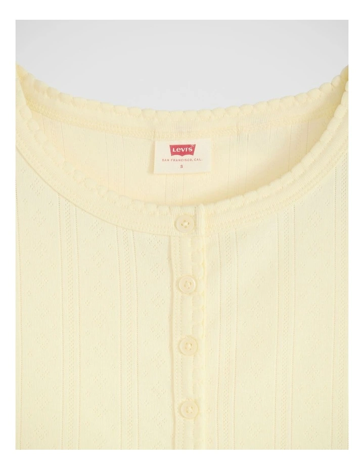 Dry Goods Pointelle Short-Sleeve Henley in Pear Sorbet image 4