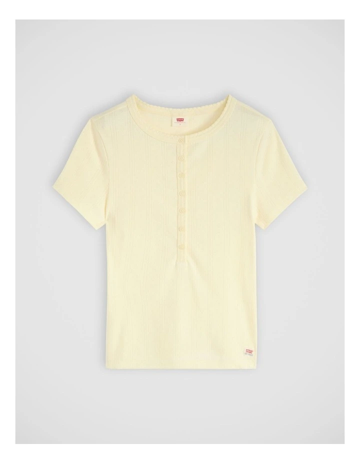 Dry Goods Pointelle Short-Sleeve Henley in Pear Sorbet image 5