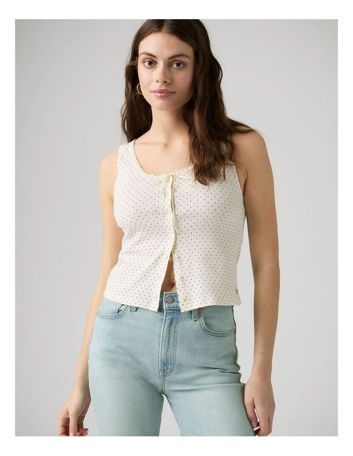Dry Goods Pointelle Lace Tank in Sonja Dot Egret image 1