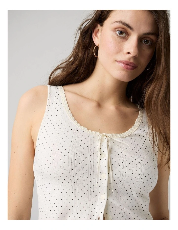 Dry Goods Pointelle Lace Tank in Sonja Dot Egret image 3