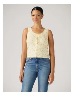 Dry Goods Pointelle Lace Tank in Isabel Floral Pear Sorbet