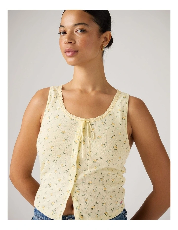 Dry Goods Pointelle Lace Tank in Isabel Floral Pear Sorbet image 3