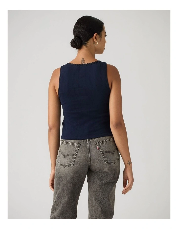 Dry Goods Pointelle Lace Tank in Navy Blazer image 2