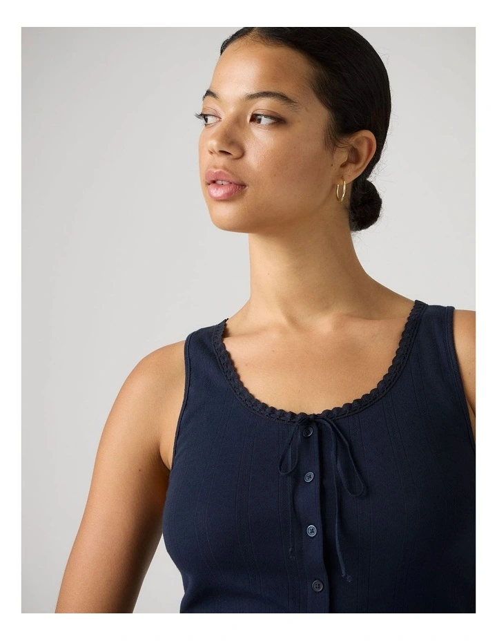 Dry Goods Pointelle Lace Tank in Navy Blazer image 3