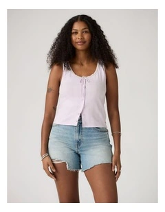 Dry Goods Pointelle Lace Tank in Lavender Blue