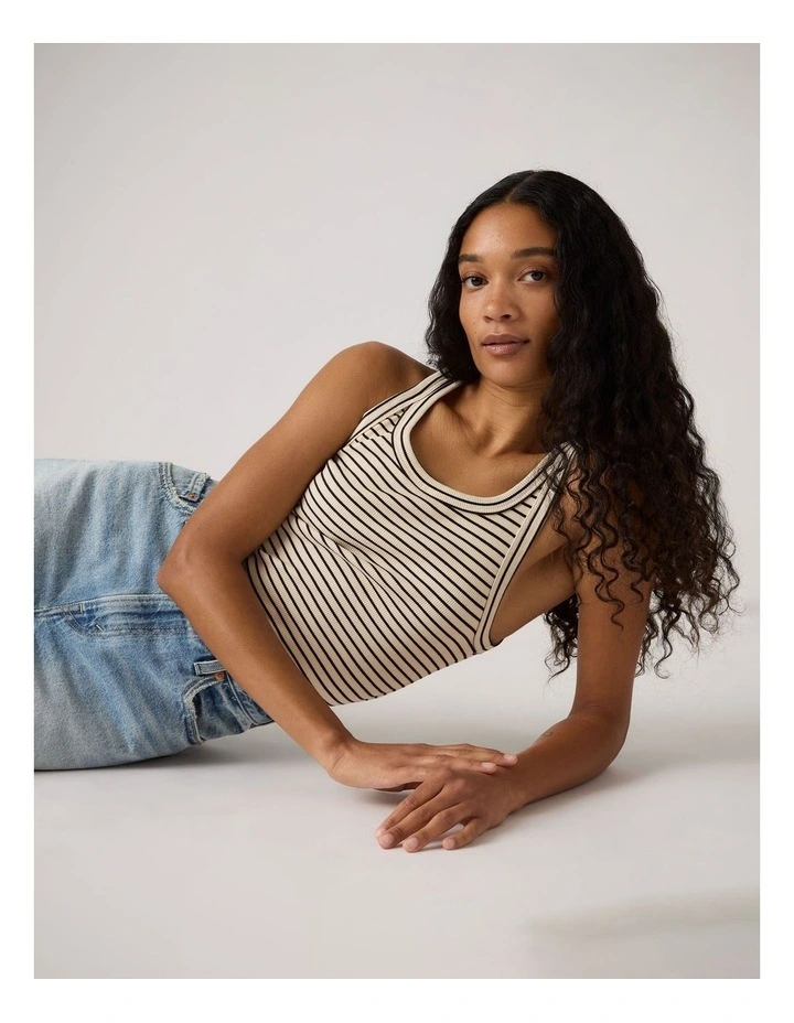 Essential Ribbed Tank in May Stripe Seedpearl image 3