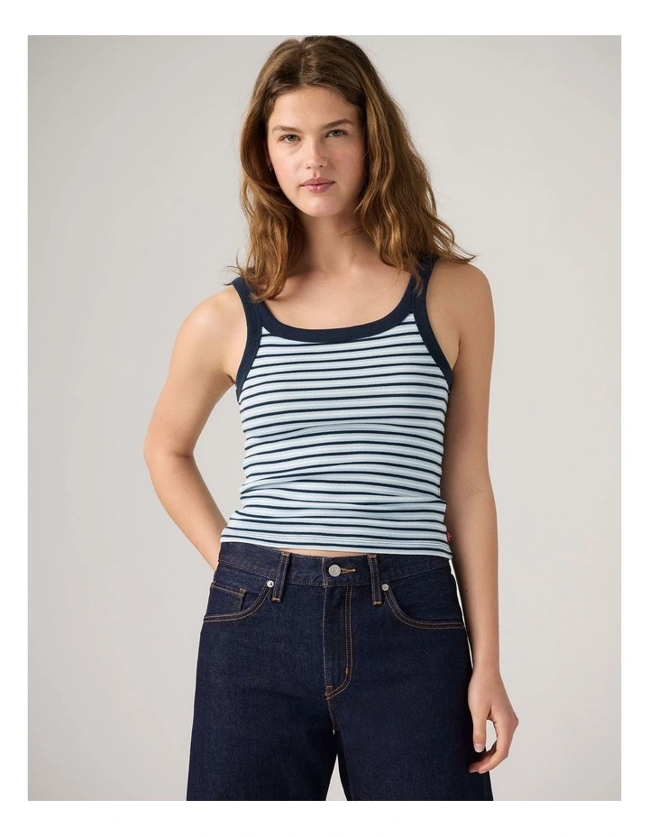 Essential Ribbed Tank in Rainie Stripe Angel Falls image 1