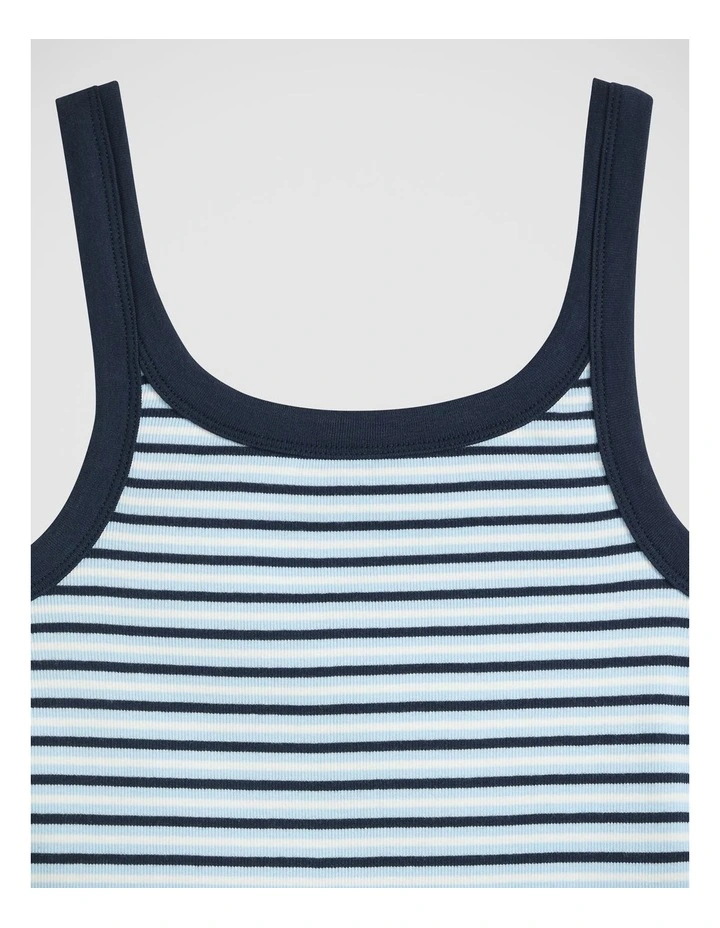 Essential Ribbed Tank in Rainie Stripe Angel Falls image 3