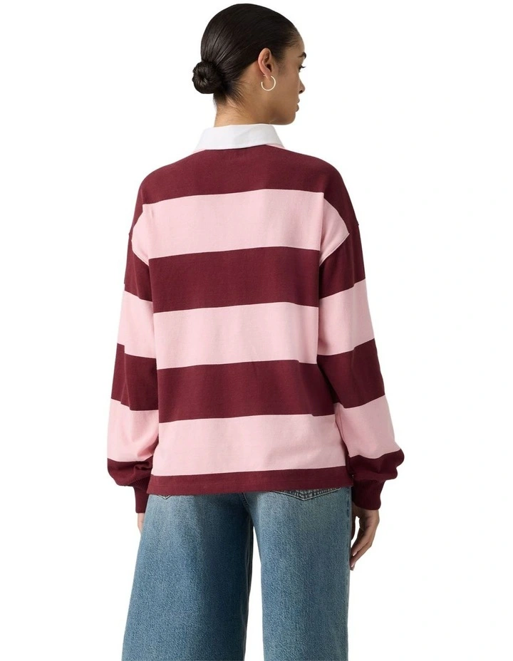 Reenie Rugby Long-Sleeve Top in Katie Stripe Coral Blush image 2