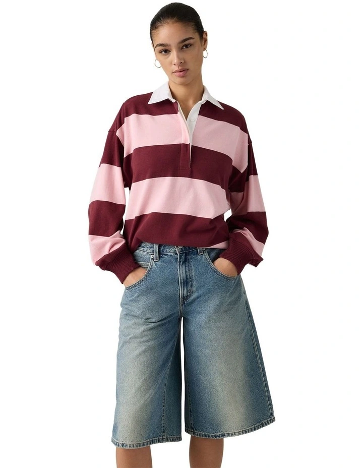Reenie Rugby Long-Sleeve Top in Katie Stripe Coral Blush image 4