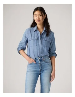 Elaine Utility Shirt in Blue