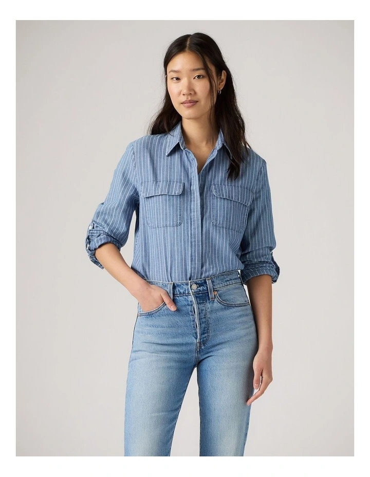 Elaine Utility Shirt in Blue image 1