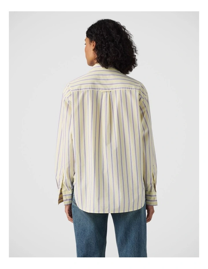 Harlie Boyfriend Shirt in Costanza Stripe French Vanilla image 2