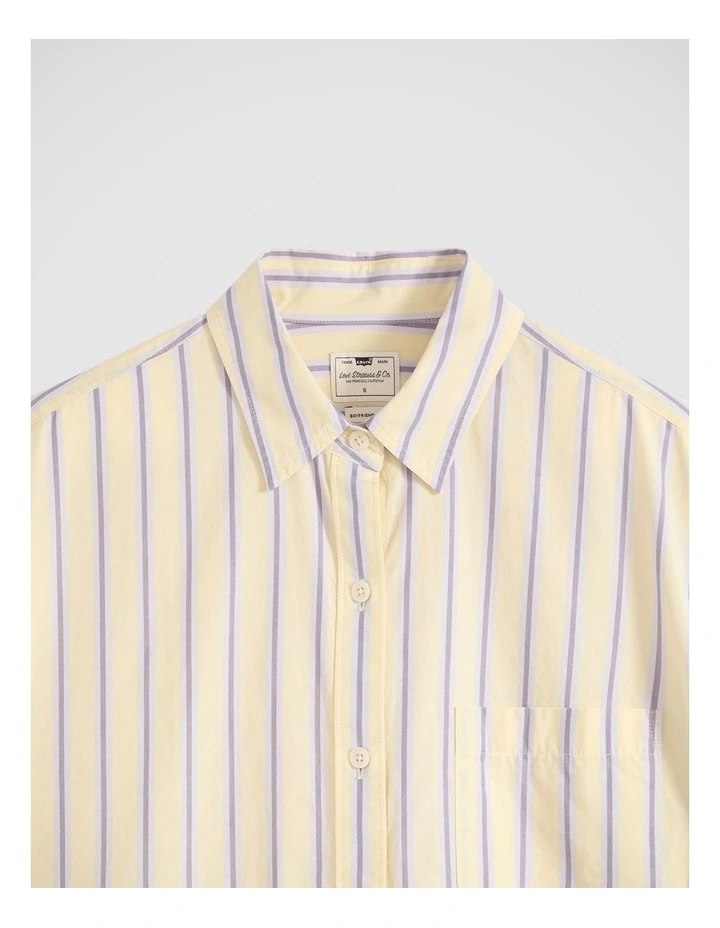 Harlie Boyfriend Shirt in Costanza Stripe French Vanilla image 4