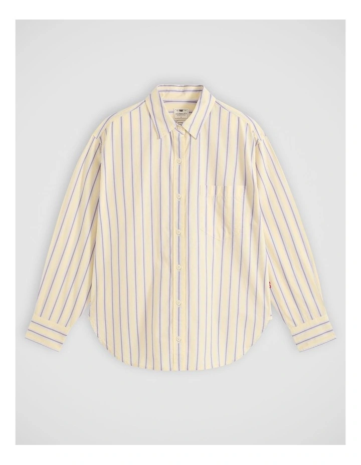 Harlie Boyfriend Shirt in Costanza Stripe French Vanilla image 5