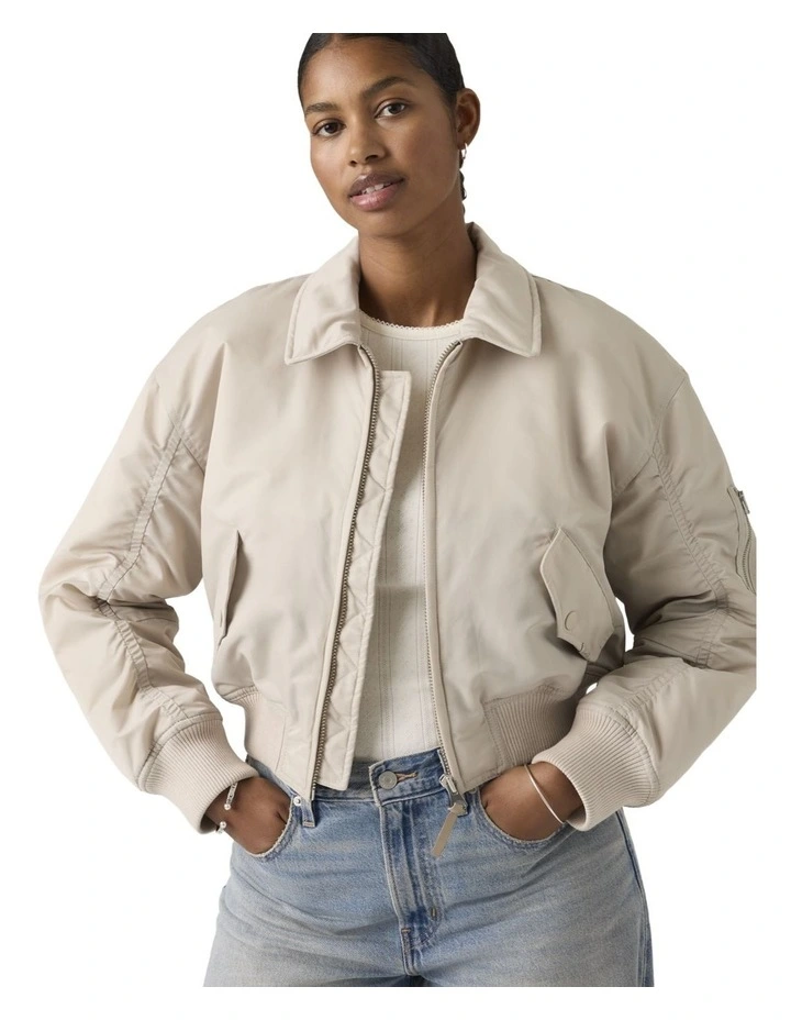 Bowie Cropped Bomber Jacket in Chateau Gray image 1