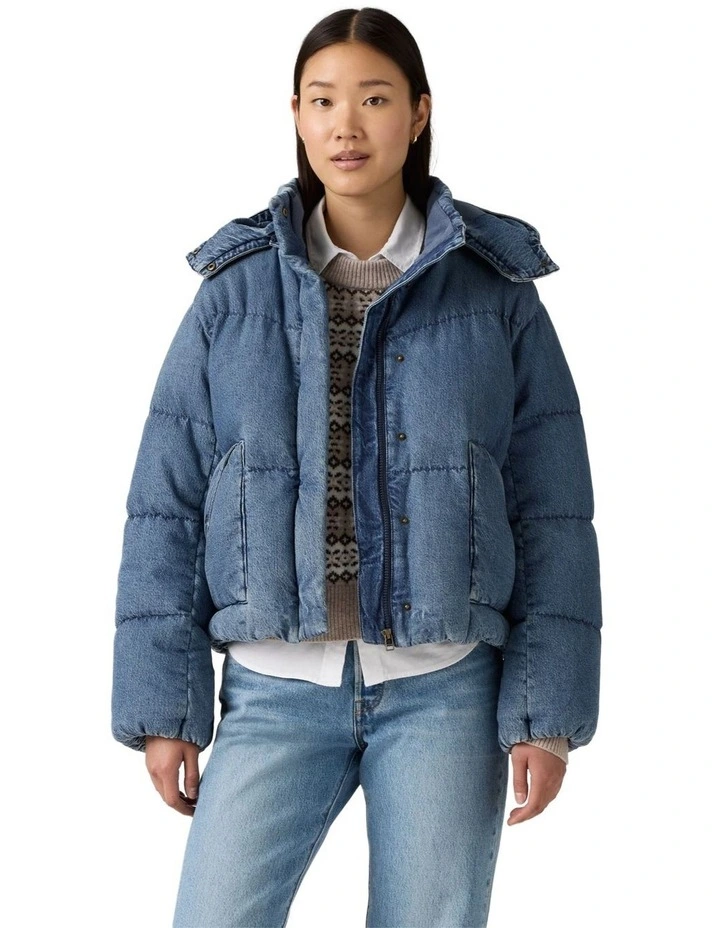 Western Bubble Short Puffer Jacket in City Worn image 1