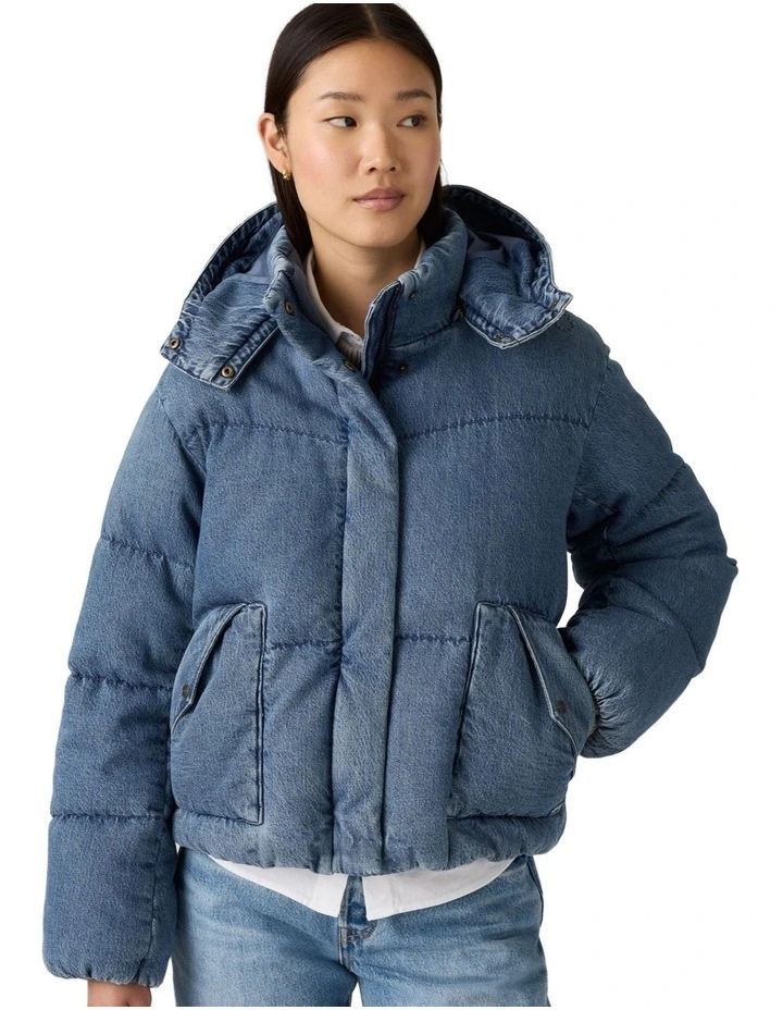 Western Bubble Short Puffer Jacket in City Worn image 3