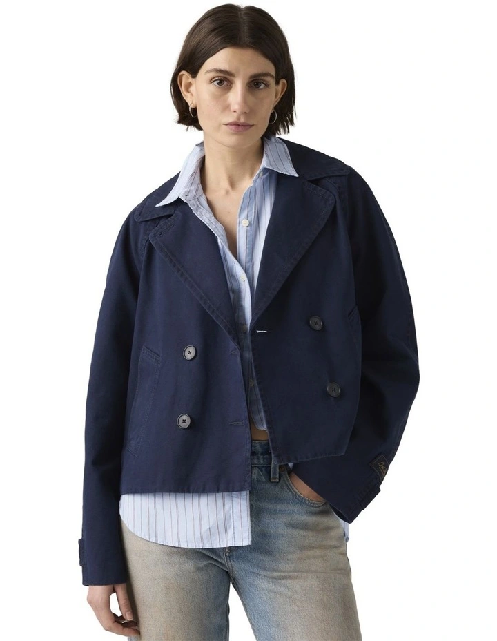 Bree Cropped Swing Trench Jacket in Nightwatch Blue image 1