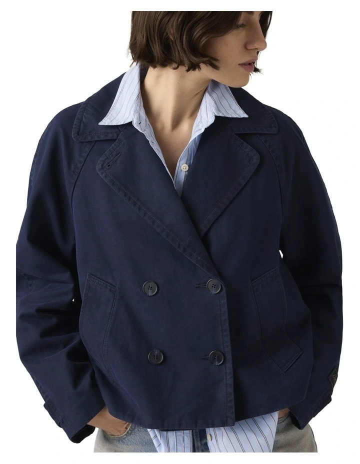 Bree Cropped Swing Trench Jacket in Nightwatch Blue image 3