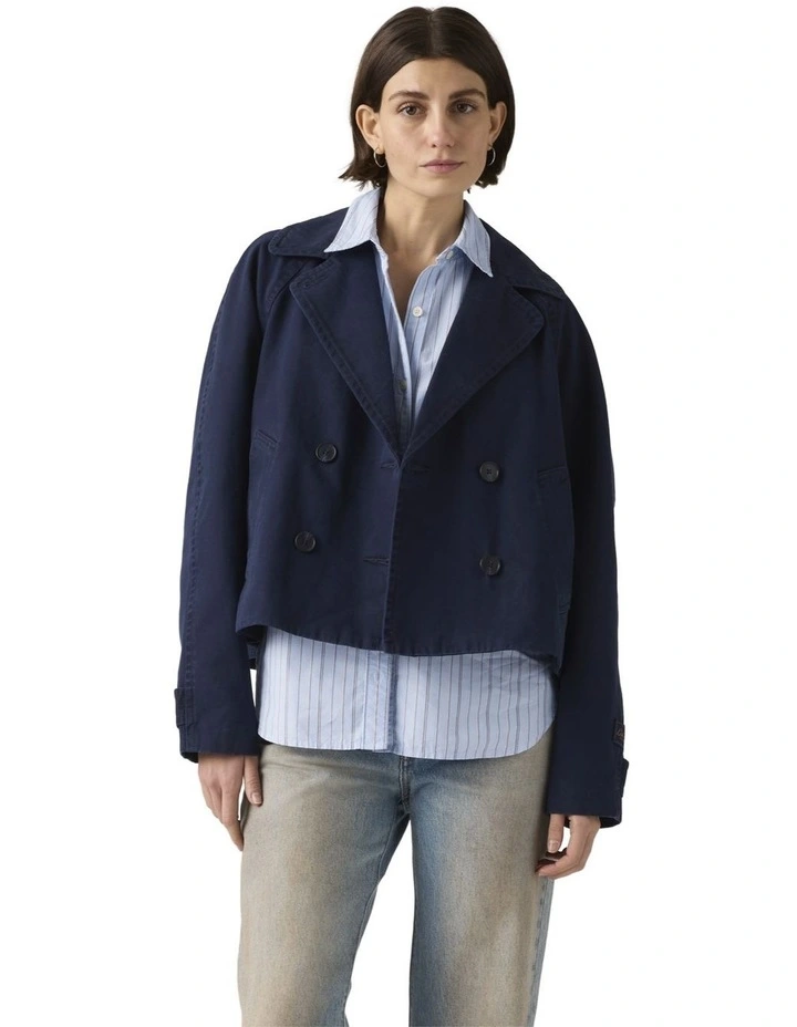 Bree Cropped Swing Trench Jacket in Nightwatch Blue image 4