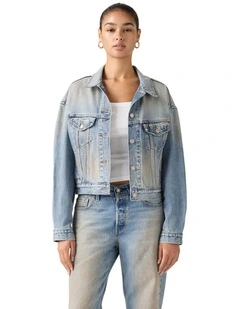 Cropped '90s Trucker Jacket in Off Roading