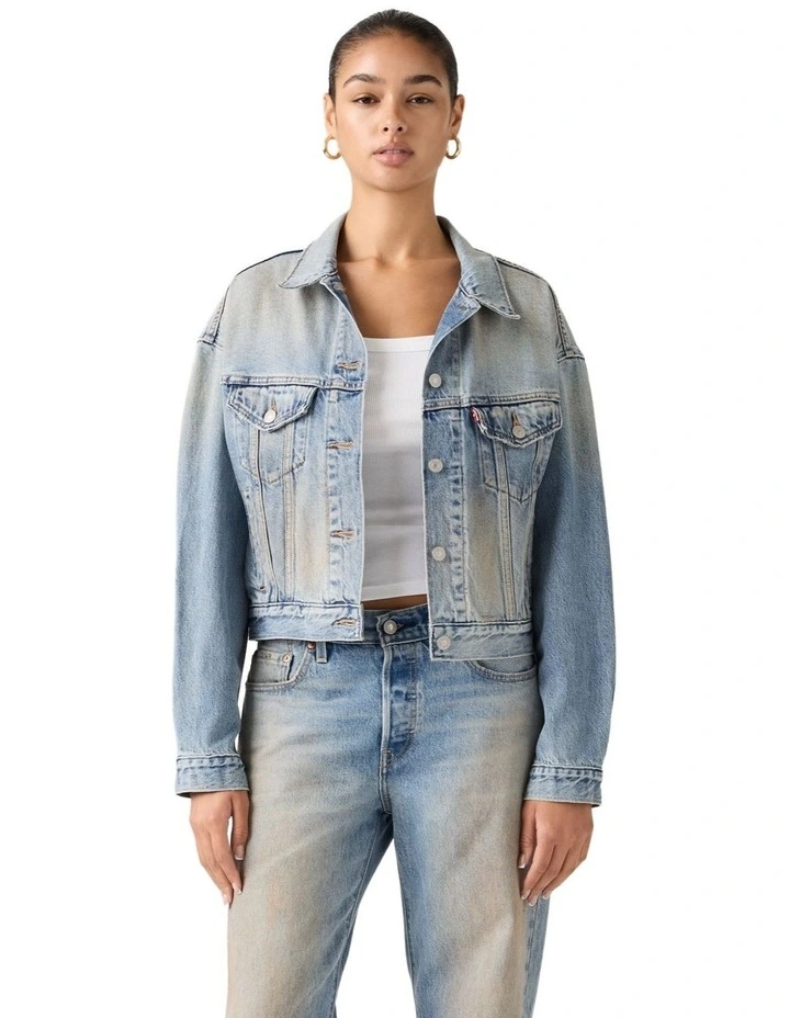 Cropped '90s Trucker Jacket in Off Roading image 1