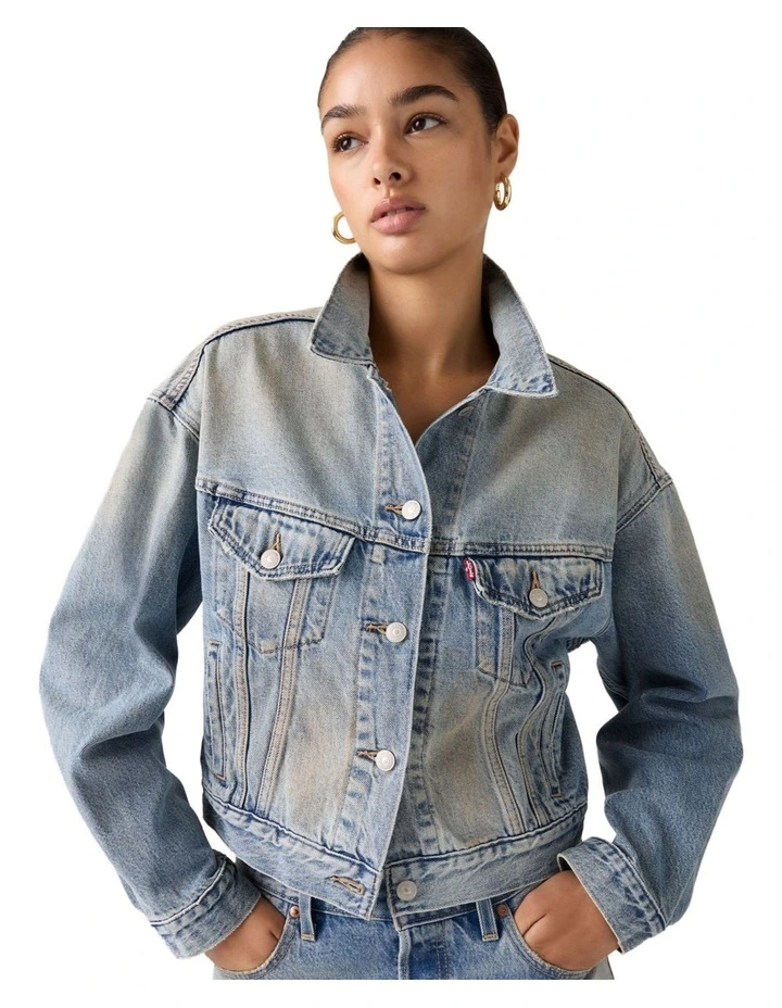Cropped '90s Trucker Jacket in Off Roading image 3