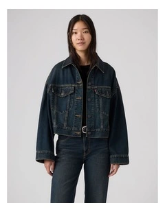 Loose Crop Trucker Jacket in High Vibration Trucker