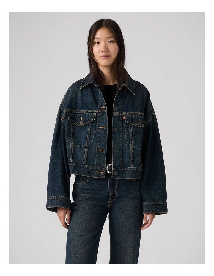 Loose Crop Trucker Jacket in High Vibration Trucker image 1