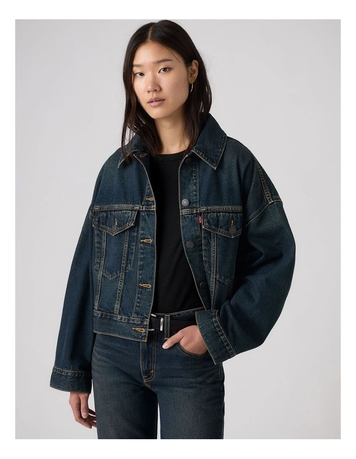Loose Crop Trucker Jacket in High Vibration Trucker image 3