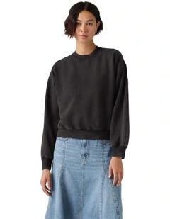 Vintage Boxy Sweatshirt in Jet Black