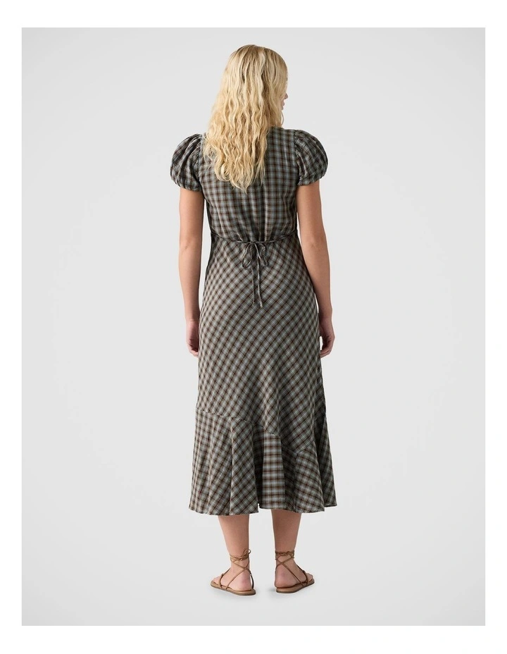 Lira Short-Sleeve Midi Dress in Adelaide Plaid Fallen Rock image 2