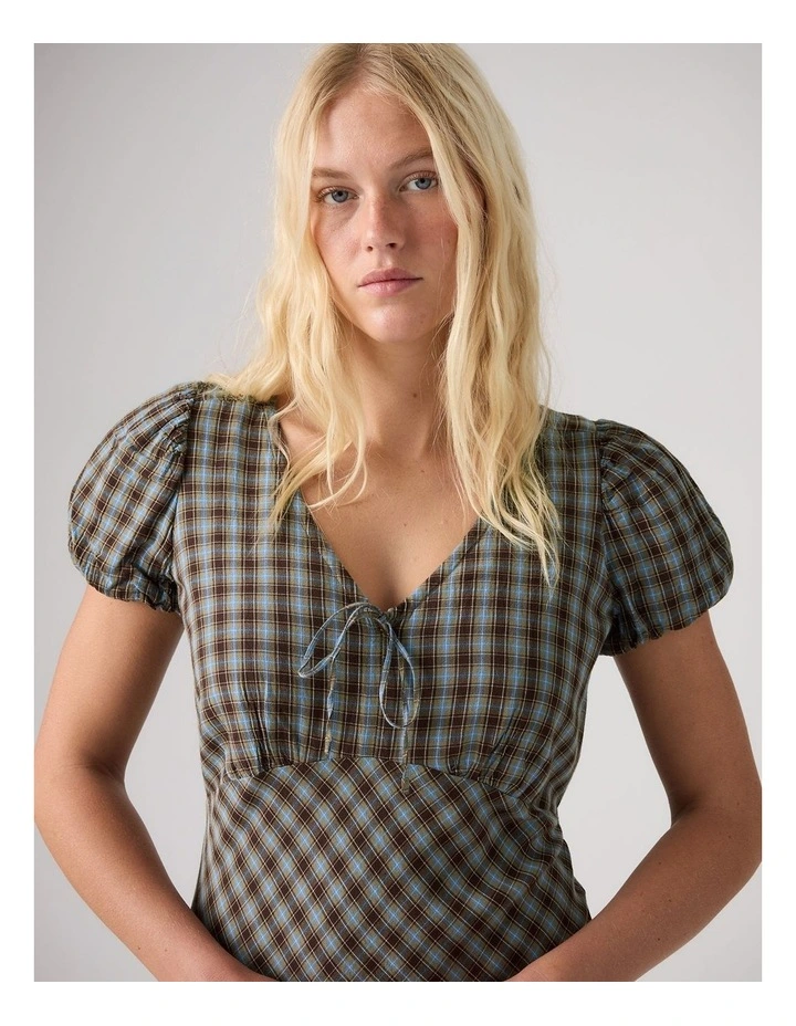 Lira Short-Sleeve Midi Dress in Adelaide Plaid Fallen Rock image 3