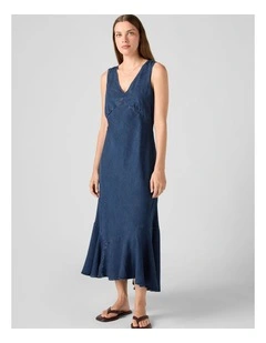 Brita Slip Dress in Dark Indigo