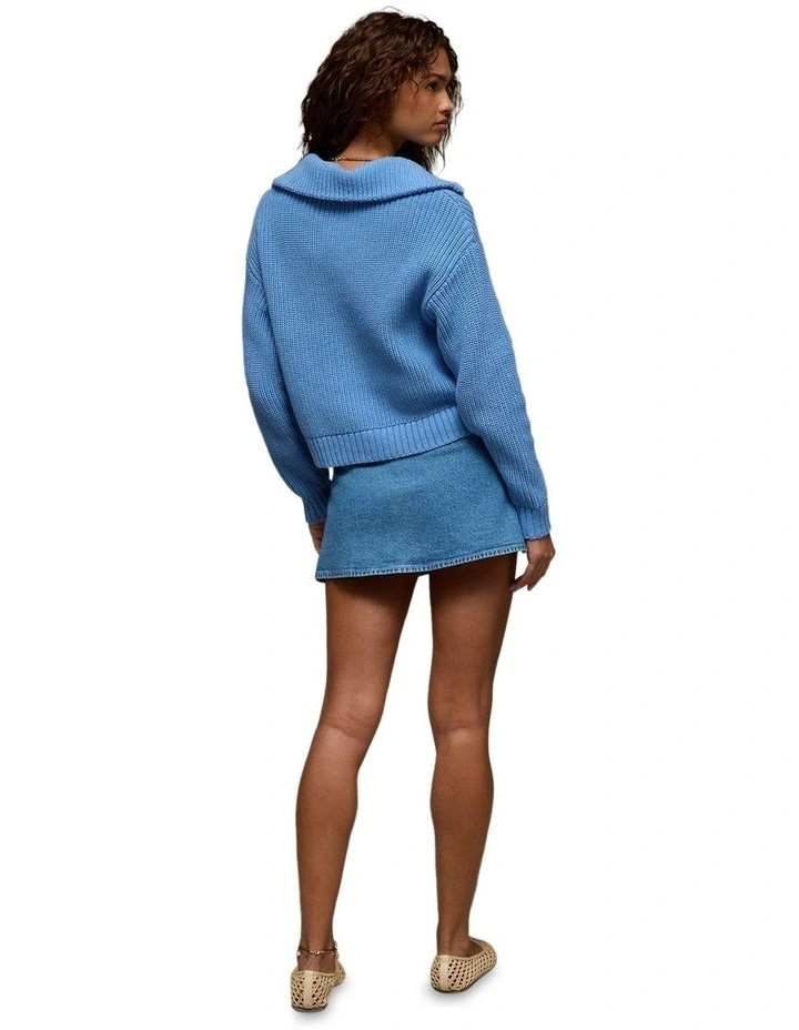 Half-Zip Pullover Sweater in Bright Blue image 2