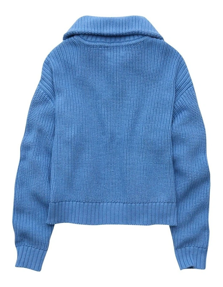 Half-Zip Pullover Sweater in Bright Blue image 4