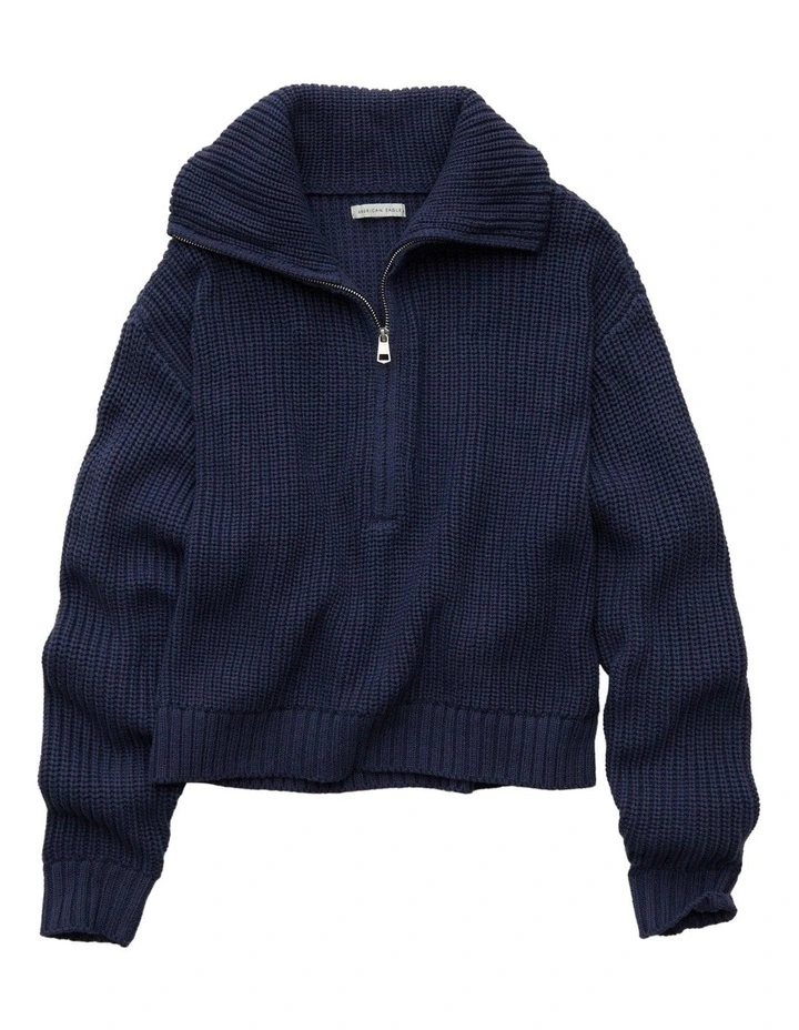 Half-Zip Pullover Sweater in Blue image 3
