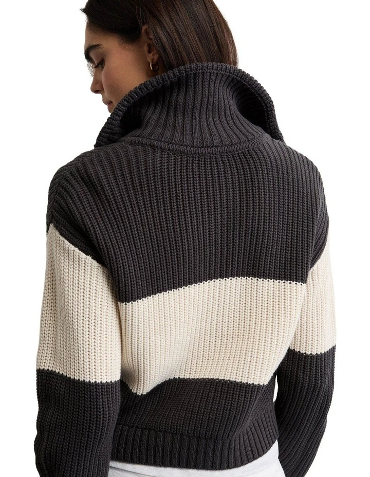 Half-Zip Pullover Sweater in Black image 2