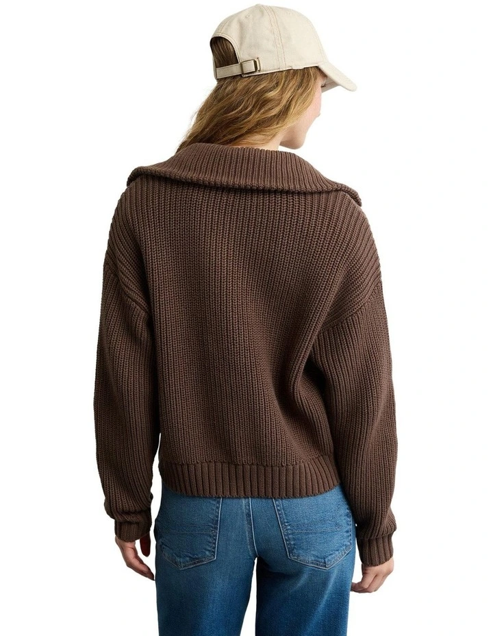 Half-Zip Pullover Sweater in Coffee image 2