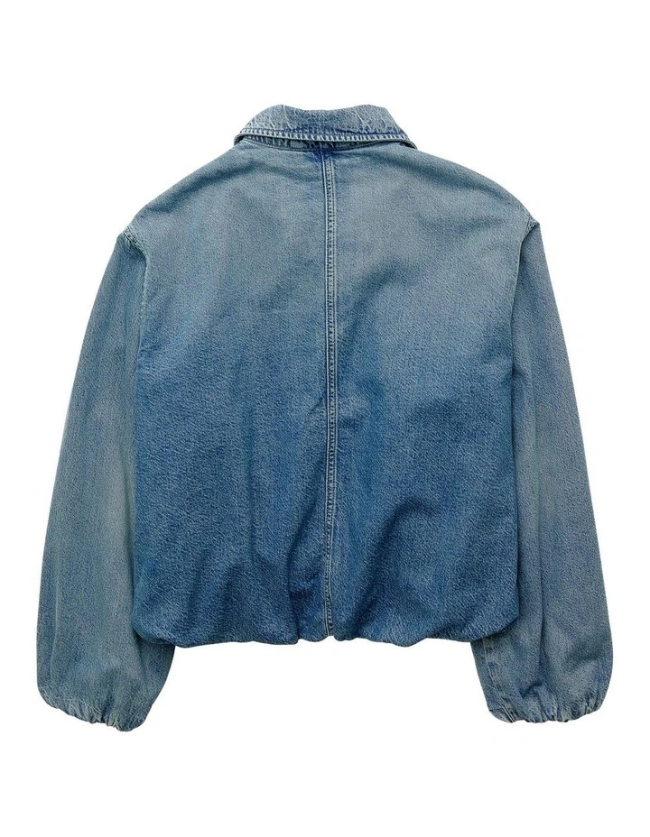 Denim Bubble Bomber Jacket in Indigo image 4