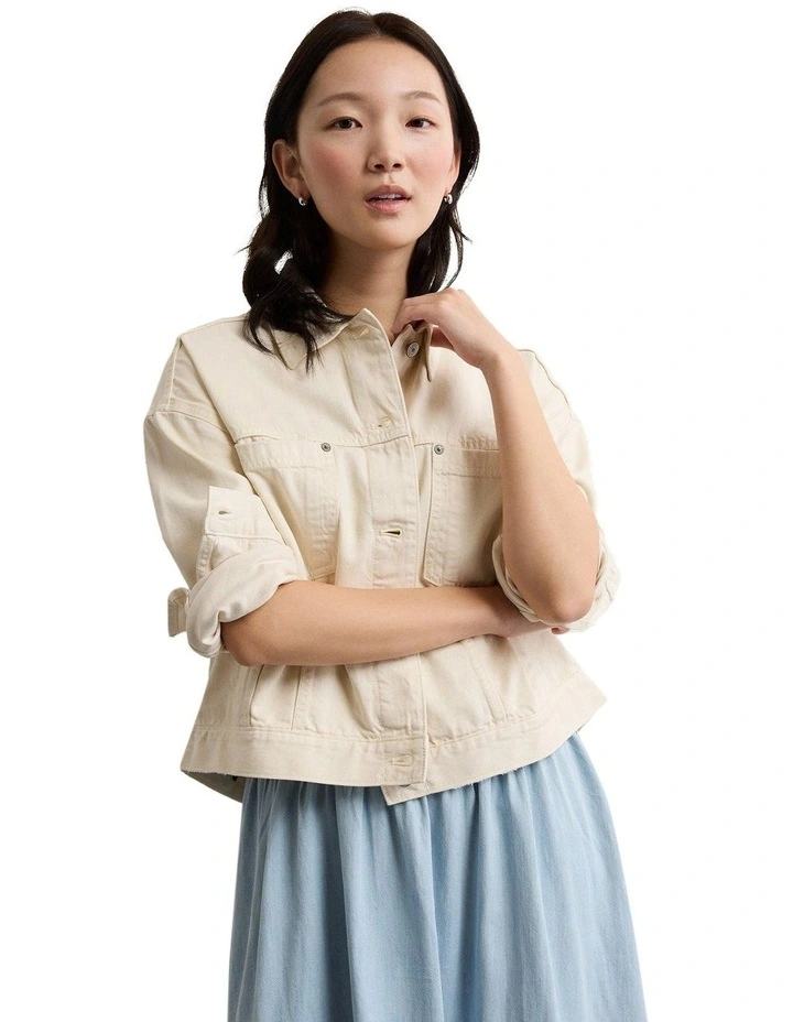Denim Jacket in Cream image 1