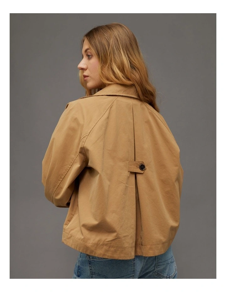 Cropped Trench Jacket in Khaki image 2