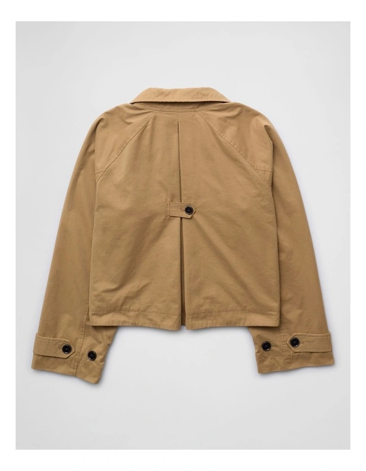 Cropped Trench Jacket in Khaki image 4