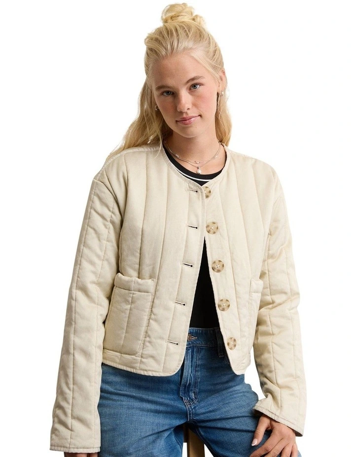 Quilted Jacket in Cream image 1