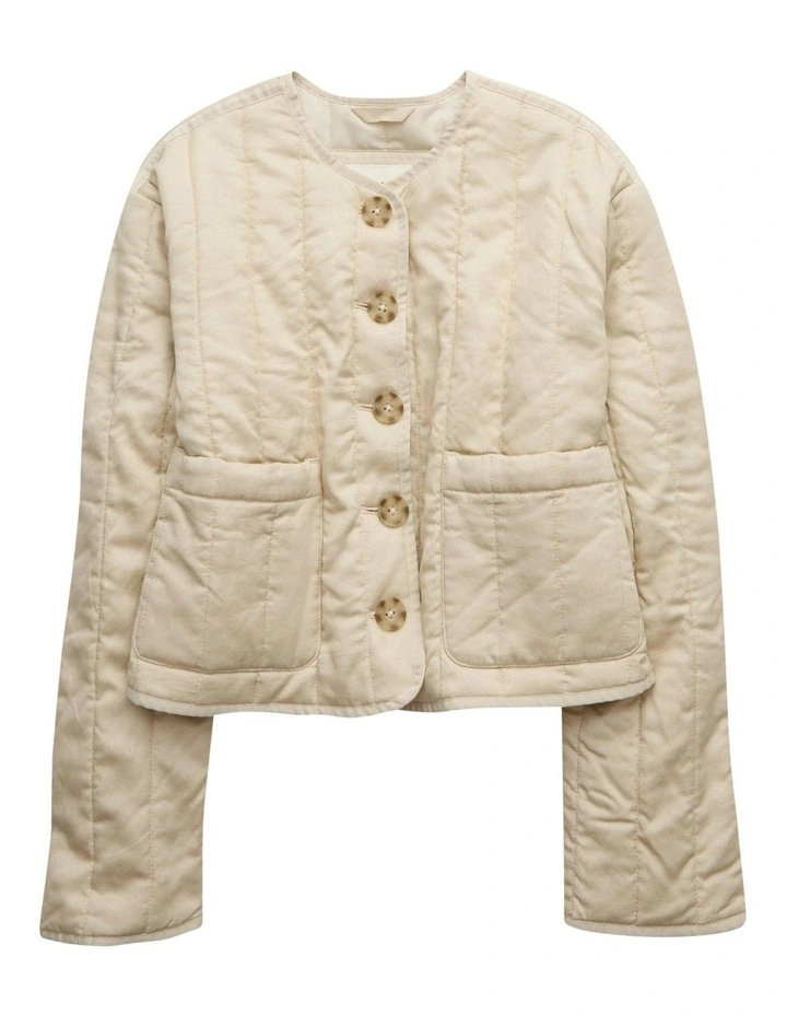 Quilted Jacket in Cream image 3