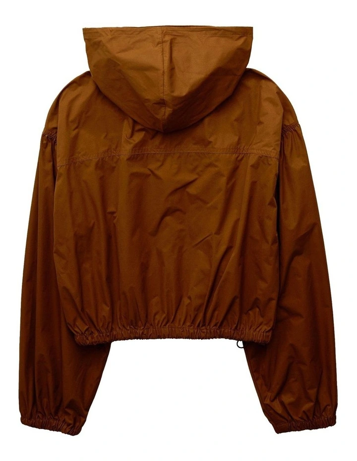 Cropped Windbreaker Jacket in Medium Brown image 4