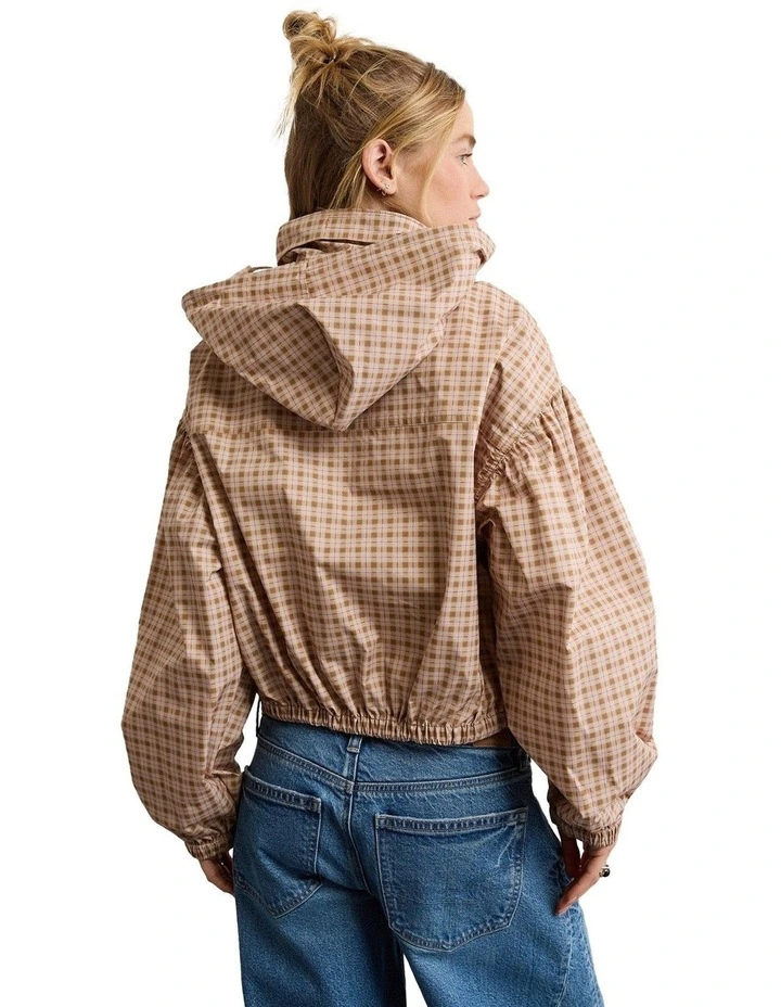 Cropped Windbreaker Jacket in Tan image 2