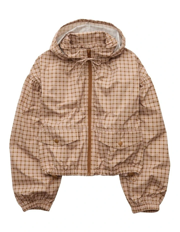Cropped Windbreaker Jacket in Tan image 3